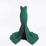 Slit Bare Shoulder Red Night Gown Party