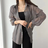 Fongt Temperament Long-Sleeved Sunscreen Shirt Women 2025 Summer New Chiffon Shirt Air-Conditioning Shirt White