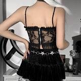 Dark Wind Halloween New Lace Mesh Halter Top Personality Cross Vest Girl-Outfit