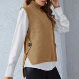 Fongt Women's Vest Pure Color Knit Turleneck Pullover Sleeveless Sweater