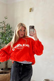 Letter Printed Hobbed Sweatshirt-Outfit
