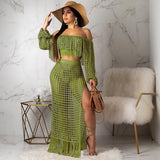 Fongt New Women's Casual Netted Fram Beach Dress 2 Sets-Outfit