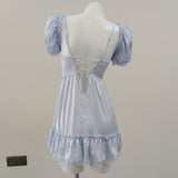 Fongt Heart Summer New Sweet Thin Short Fairy Dress Women Senior Feel Waist French Dress
