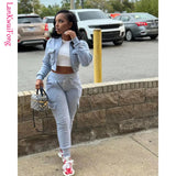 New Street Casual Women's Sweater Panel Pocket Zipper Coat Top Plush Work Pants Casual Sports Two Piece Set-Outfit