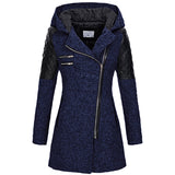 Fongt Explosion Of Women's Autumn And Winter Long Hooded Loose Zip-Chain Coat