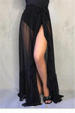 Women Mesh Sheer Beach Bikini Cover Ups Vacation Sunscreen Wrap Skirt 2023 New RufflesDot High Waist Split Bikini Cover Up-Outfit