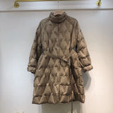Standing Collar Light Down Jacket Female Minority Design Sense Korean Version Of The New Foreign Style Long Waist Diamond Particularly Set Tide-Outfit