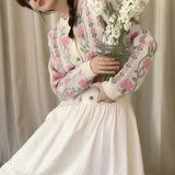 Knitted Cardigan Women's Spring And Autumn 2024 New Retro Lazy Loose Sweater Short Jacket-Outfit