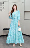 Printed Medium-Sleeved Dress-Outfit