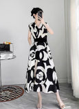 Fongt Light Luxury Retro Sleeveless V-Neck Print Dress Women's Summer Waists Thin Temperament Elegant Famous Dress