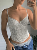 Asymmetric Lace Corset Top-Outfit