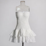 2025 New Fashion Sexy Take-Off Design Embroidered Lotus Leaves Side Bra Short Dress