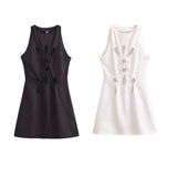 Fongt Hollow Design Short Dress 2025 Summer Vest Sleeveless Mini Dress Woman