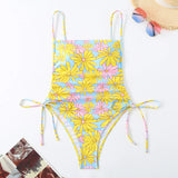 2025 New Swimsuit Print Holiday Style Drawstring Skinny Sexy Bikini