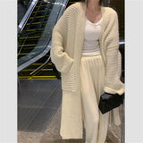 Soft Waxy Thick Long Sweater Korean Version Retro Loose Casual Show Thin Long-Sleeved Sweater Coat Female Tide-Outfit