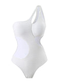 2024 New Solid-Color One-Shoulder Sexy Hollow One-Pack Swimsuit Bikini