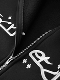 Men's Punk Star Embroidery Zip-Up Hoodie-Outfit