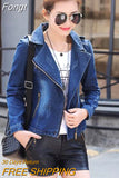 Denim Jacket Women 2023 Spring Autumn Blazer Zipper Slim Casual Tops Lady Outerwear Blue Jeans Coat Windbreaker Female