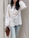 Fongt Chinese Style Lace Jersey Women's Long-Sleeved Tiansi Famous Literary Temperament Shirt Women 2025 New Women's