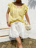 Fongt New French Embroidered Cotton Shorts Women White Southern Oil Holiday Casual Pants Women's