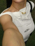 English Print sleeveless Bandeau Top-Outfit