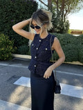 Fongt Women's Clothing 2025 Spring/Summer Button Collar Sleeveless Vest Topess Female K52508