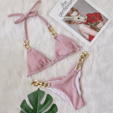 Fongt New Bikini, Gold Diamond Chain Split Swimsuit, Sexy Special Fabric Women's