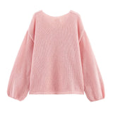 Fongt Homemade New Women's Classic Oceanic Back Buttered Knitted Shirt