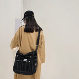 Aesthetic Denim Large Canvas Crossbody Bag-Outfit