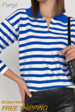 Casual Striped Sweaters Women Turn-down Collar 2023 Winter Autumn Long Sleeve Knitted Tops Female Loose Pullovers