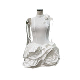 Vintage Charming Lady Splicing Flower Dress Sleeveless Birthday Party
