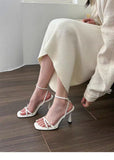 Fongt With Sandals Women 2025 New Summer Thin Heel White Dress Without Tired Pop High Heels