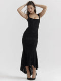 Lace Textured Strap Wrap Midi Dress-Outfit