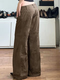 Fongt Two Buckle Low-Waist Pocket Micro-Rare Jeans Workwinds Set Legs Long Drag Leisure Pants