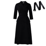Fongt Women's 2025 Autumn And Winter 2025 New Fashion Long-Sleeved Suit Double Buckle Long African Dress