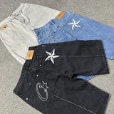 Devil Island Jeans Star Embroidered Jacket High Street Vintage Shorts-Outfit