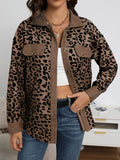 2023 Spring Autumn Women Jackets and Coats Full Sleeve Leopard Print Pockets Single Button Corduroy Winter Female