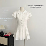 Fongt Zhengen College Style White Bubble Sleeve Shirt Dress Female Summer Temperament Small Sweet Short