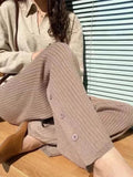 Wide Leg Pants Women Soft Glutinous Straight High Waist Black Pants Vertical Stripe Split Casual Solid Thick Woman