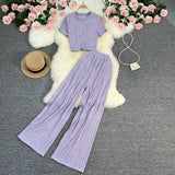 Fongt T-Shirt, High-Waisted, Wide-Leg Pants-Outfit