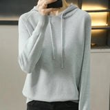 Candy Colors Hooded Sweaters Women's Casual Loose Green Solid Knitted Jumper Oversized Bottoming Pullover Blue Knitwear