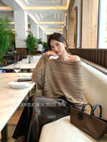 Fongt Xixi 2025 Autumn New White Standard Loose Long-Sleeved Hollow Wool Knitted Sweater Sweater Women 25333