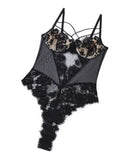 Out Lingerie Spaghetti Strap Lace Trim Cutout Sexy