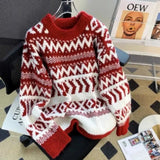 Fongt Sense Small Round Collar Sweater Female Autumn Dong Korean Version Loose Languid Lazy Small Knit Sweater Outside-Outfit
