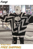 Autumn winter skulls oversized sweater punk hip hop young pull homme Women pullover warm knitted sweaters korean