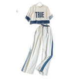 Fongt Summer Loose Short-Sleeved Blouse Wide Leg Trousers Two-Set Sports And Leisure Suit Women