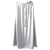 High Waist Solid Long Skirts Fashion Summer Women Loose Drawstring Maxi Skirts Oversized Pleated Floor-length Skirts-Outfit
