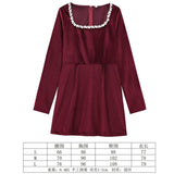 Fongt Women's Clothing 2025 Winter New Square Neck Nail Beads To Collect Short A-Shaped Dress