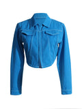 Fongt 2024 New High Waist Short Slim Denim Jacket Temperament Commuter Waist Show Thin Jacket Jacket Women's Clothing-Outfit