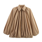 Fongt Explosion Women's Loose-Fitting Fashion Long-Sleeved Collar Bomber Jacket Jacket